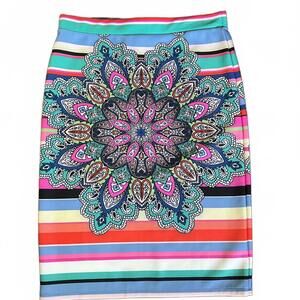 Versona Colorful Geometric Multi Stretchy Pencil Skirt NWT
